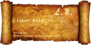 Lieber Milán névjegykártya
