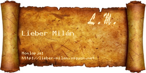 Lieber Milán névjegykártya